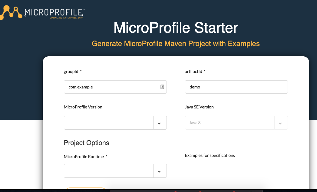 MicroProfile Starter screenshot